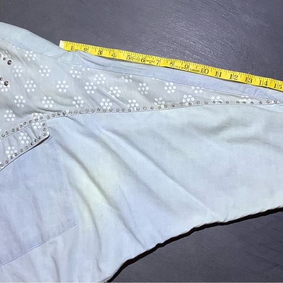 Vintage Freego Women’s Batwing Long Sleeve Western Shirt | P/S | Light Blue - Picture 7 of 8